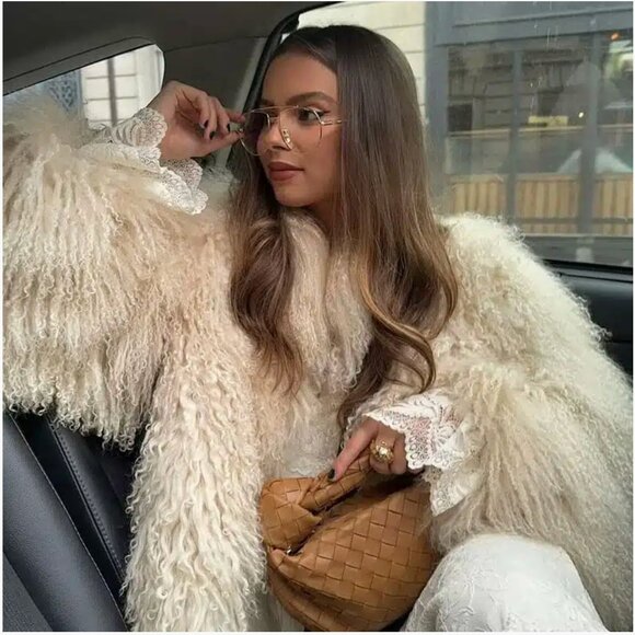 Winter Collection ❄️ | Euro Style Off White Faux Fur Coat Women's Jacket - Picture 1 of 7